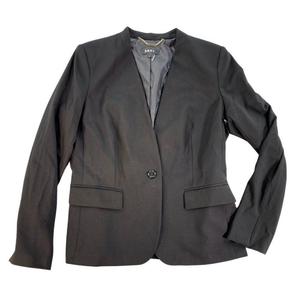 DKNY One-Button Blazer 8 Black Menswear-Style‎